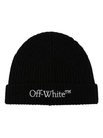 Pre-owned Off-white Off Off Bookish Classic Knit Beaniein Black/white