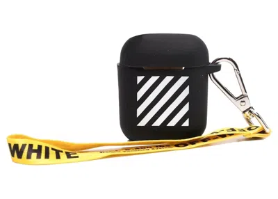 Pre-owned Off-white Off Off Diag Airpods Strap Casein Black/white