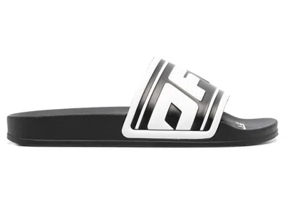 Pre-owned Off-white Off Off Embossed Logo Pool Slides (women's) Sneakers In Black/white