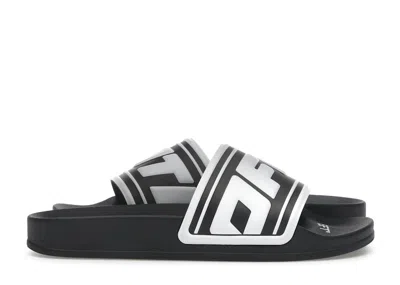 Pre-owned Off-white Off Off Embossed Logo Pool Slides (women's) Sneakers In Black/white In Multi