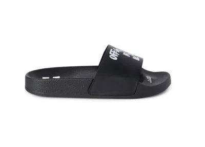 Pre-owned Off-white Off Off Pool Sliders Paint Script (kids) Sneakers In Black/white