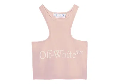 Pre-owned Off-white Off Off Women's Logo Patch Ribbed Vest Topin Pink/white In Multi