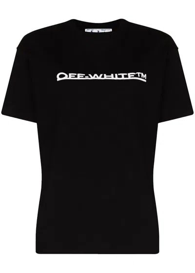 Pre-owned Off-white Off Off Womens Underlined Logo Tshirtin Black/white
