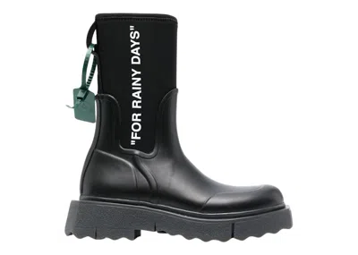 Pre-owned Off-white Off Off_ Sponge Rubber Rainboot (women's) Sneakers In Black/white