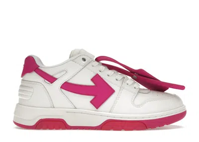 Pre-owned Off-white Off Out Of Office Calf Leather (women's) Sneakers In White/fuchsia