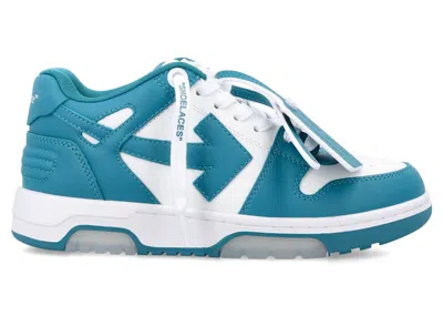 Pre-owned Off-white Off Out Of Office Ooo Low Tops (women's) Sneakers In White/petrol Blue