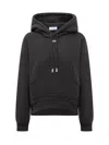 Off-white Hooded Cotton Sweatshirt Kangaroo Pocket In Black White