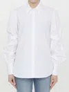 Off-white Popeline Straps Shirt With Puffed Sleeves In Multi