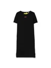 Off-white Logo-stamp Ribbed T-shirt Dress In Black