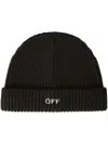 OFF-WHITE OFF RIBBED BEANIE IN BLACK