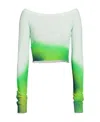 Off-white Blurred Seamless Off-the-shoulder Top In Green