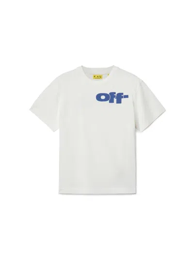Off-white Kids' Blue Logo-print Short-sleeve Cotton-jersey T-shirt 4-12+ In White