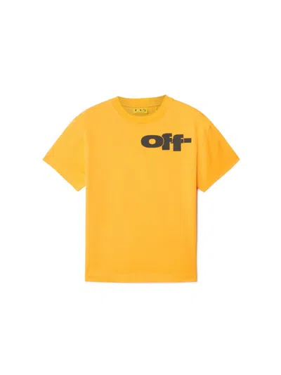 Off-white Kids' Type Graphic Yellow T-shirt With Logo Print On Chest And Back In Cotton Boy