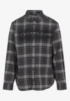 Off-white Dark Grey Cotton Spray Book Check Flan Reg Shirt In Gray