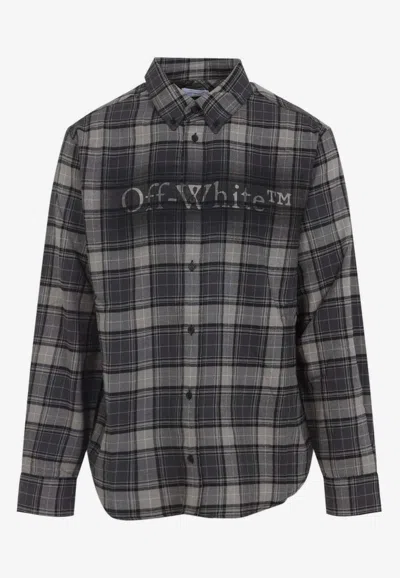 OFF-WHITE OFF SPRAY BOOK CHECK FLANNEL SHIRT