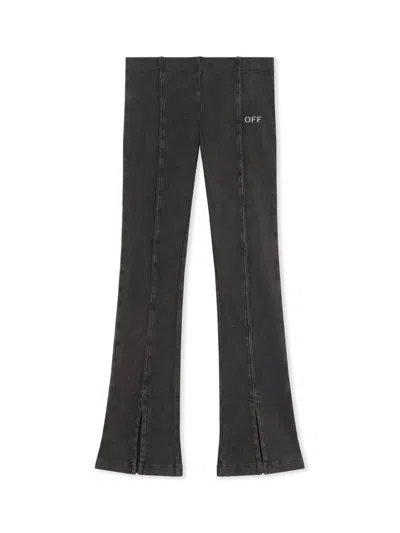 Off-white Kids' Off Stamp Acid Wash Rib Pant In Black