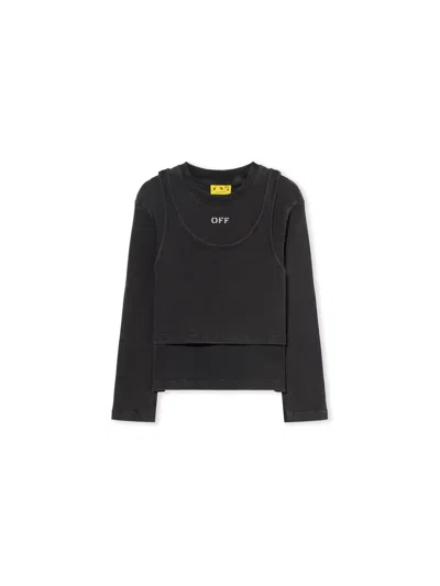 Off-white Off Stamp Acid Wash Rib Top In Black