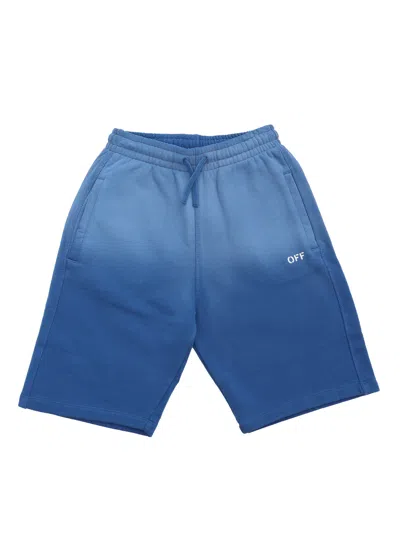 Off-white Kids' Off Stamp Cl Sweatshort Bleac Blue - Whi