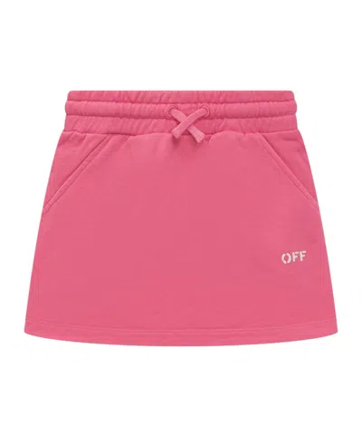 Off-white Off Stamp Cotton Skirt In Pink