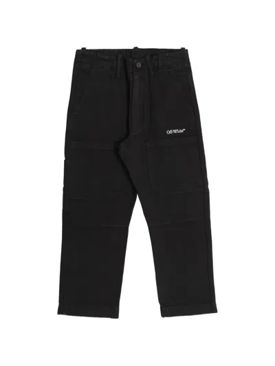 Off-white Off Stamp Cotton Trousers In Black