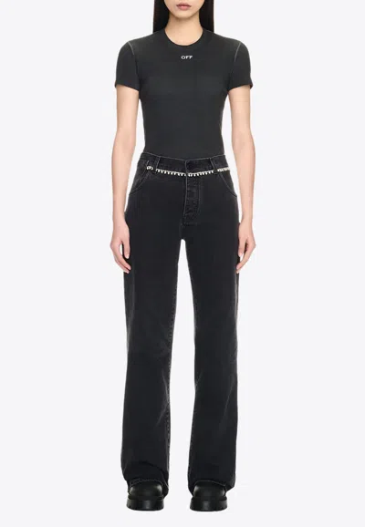Off-white Off White Off Stamp Rib Basic Tee Black White