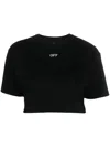 Off-white Black Cropped T-shirt With Logo In Black