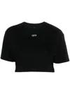 Off-white Black Cropped T-shirt With Logo In Black