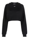 Off-white Cotton Sweatshirt With Frontal Logo In Black