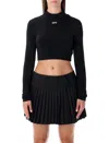 Off-white Off Stamp Cropped Long-sleeve Top In Black