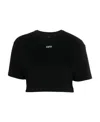 Off-white Off White Cropped T Shirt With Off Embroidery In Black