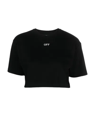 OFF-WHITE OFF-WHITE OFF-STAMP CREWNECK CROPPED T-SHIRT
