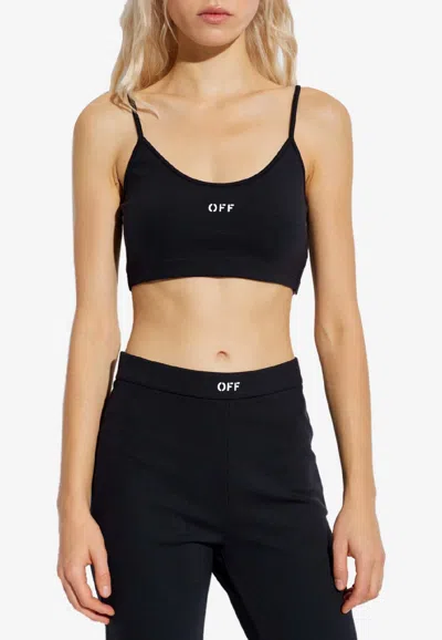 Off-white Off Stamp Cropped Top In Black