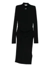 Off-white Off Stamp High-neck Ruched Dress In Black