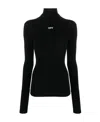 Off-white Printed Stretch-jersey Turtleneck Top In Black