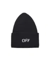Off-white Off Stamp Loose Knit Cotton Blend Beanie In Black