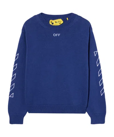 Off-white Off Stamp Knit Crew Sweater In Blue