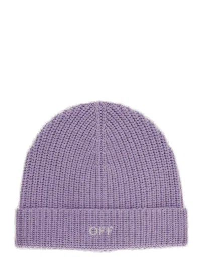 Off-white Off Stamp Classic Beanie In Lilac/white