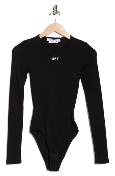 Off-white Off Stamp Long Sleeve Bodysuit In Black