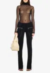 Off-white Black Mesh Long-sleeved Top In Black