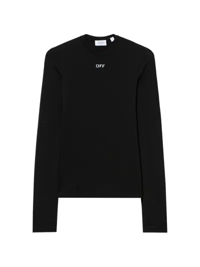 Off-white Off Stamp Long-sleeves Crew-neck T-shirt In Black