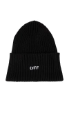 Off-white Off Stamp Loose Knit Beanie Black White In 黑色、白色