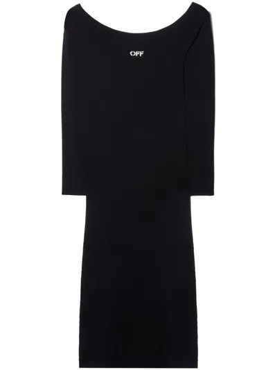 Off-white Lightweight Knit Midi Dress In Black