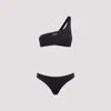 Off-white Off Stamp Lycra One Shoulder Bikini Set In Black Whit
