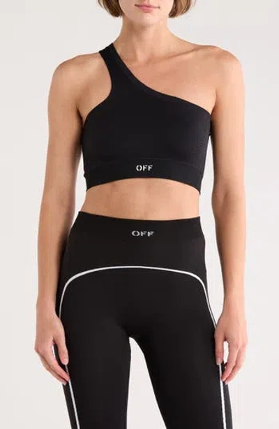 Off-white Off Stamp One Shoulder Sports Bra In Black