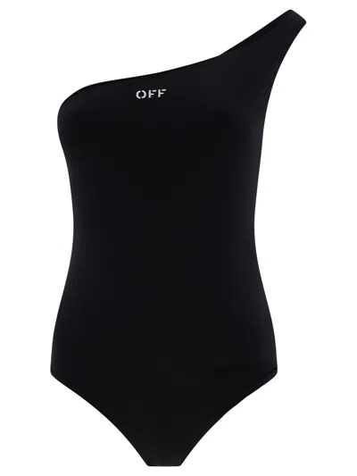OFF-WHITE OFF WHITE "OFF STAMP" ONE SHOULDER SWIMSUIT