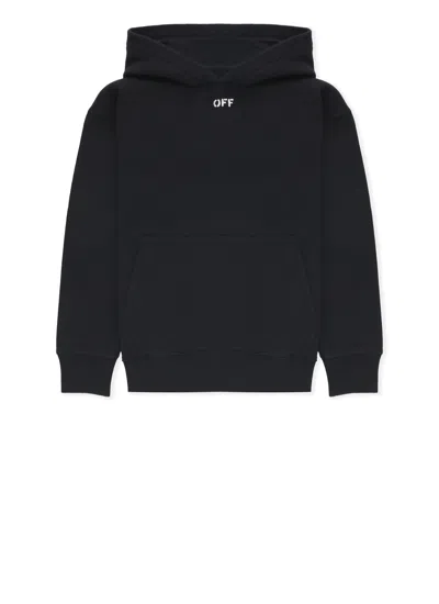 Off-white Kids' Industrial Logo Cropped Hoodie In Black