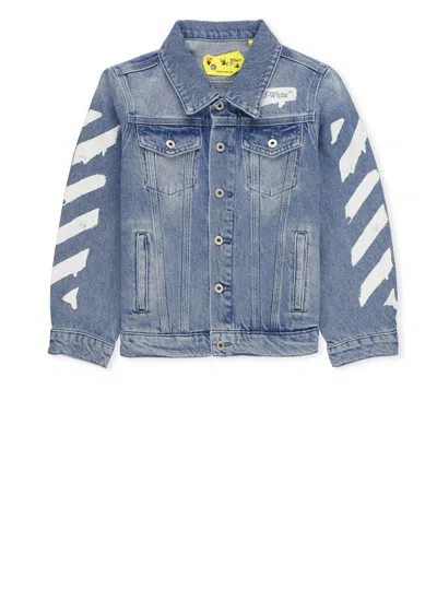 Off-white Kids' Off Stamp Plain Jeans Jacket In Blue