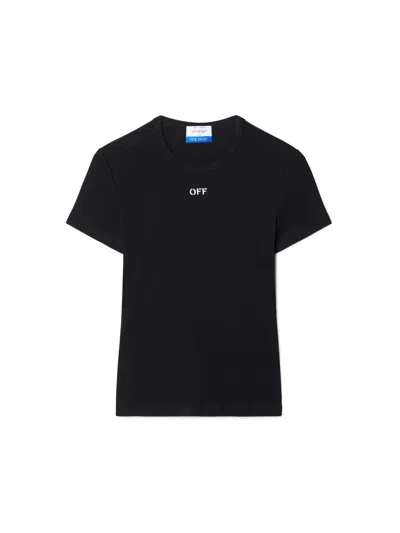 Off-white Off White Slim Fit Ribbed T Shirt For In Black