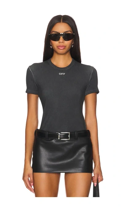 Off-white Off White Slim Fit Ribbed T Shirt For In Black