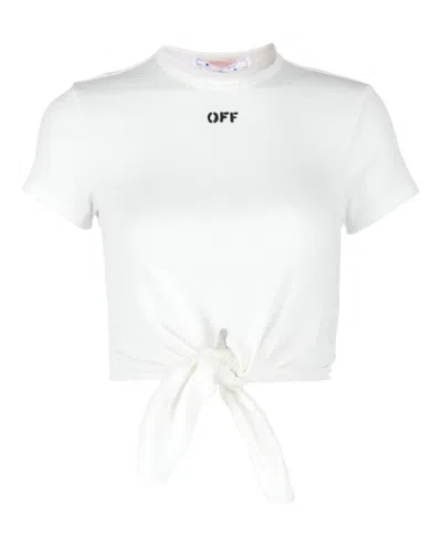 Off-white Off Stamp Rib Knott Crop Tee In White
